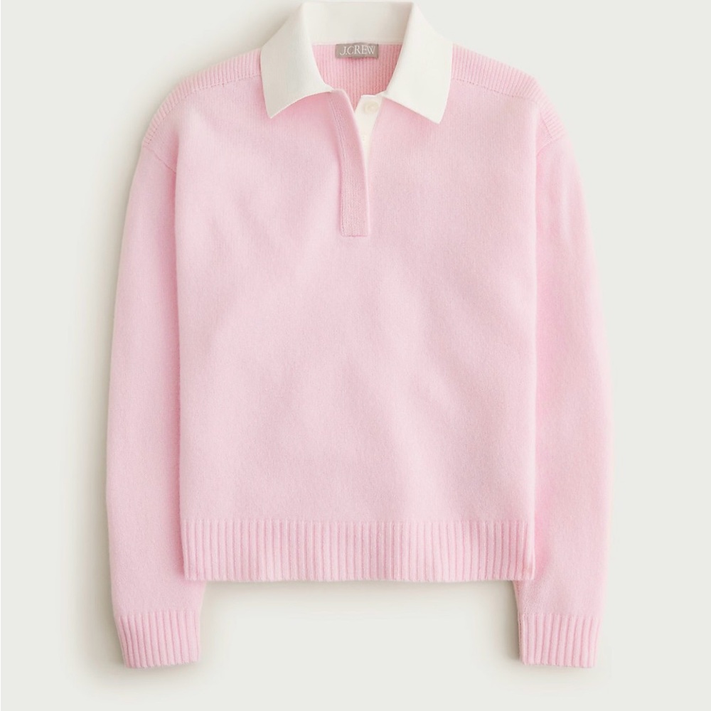 J. Crew Pale Pink Polo-Style Sweater with White Collar
